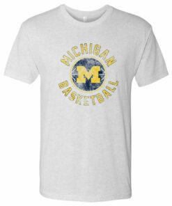 Michigan Wolverines Basketball Distress Triblend Shirt Sweatshirt Pullover Hoodie Reprinted Full Color Full Size