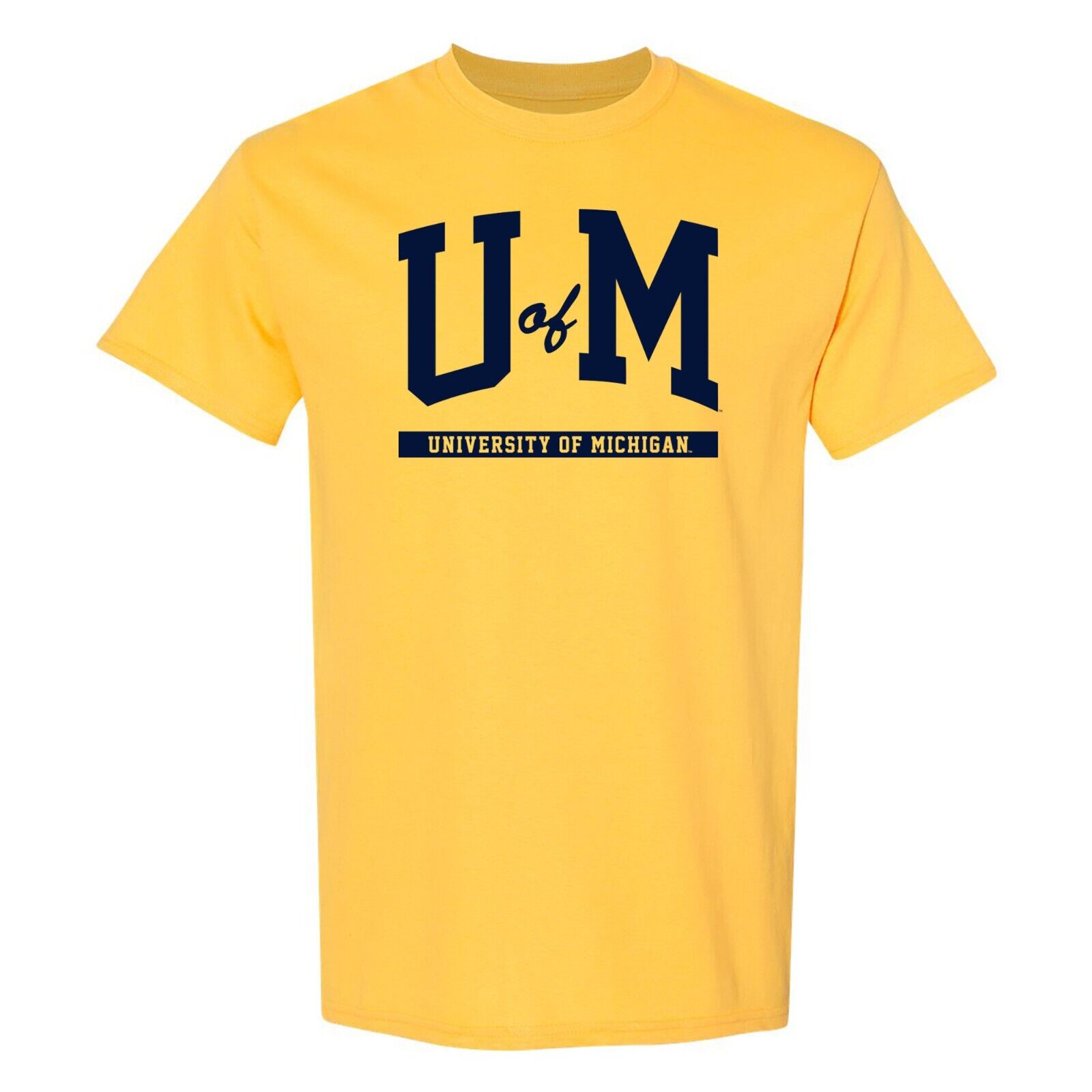 Michigan Wolverines Initial Arch - NCAA University Shirt Sweatshirt Pullover Hoodie Reprinted Full Color Full Size