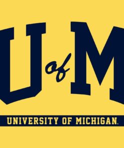 Michigan Wolverines Initial Arch - NCAA University Shirt Sweatshirt Pullover Hoodie Reprinted Full Color Full Size