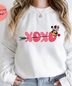 Mickey Valentine's Day, XOXO Mickey Minnie Valentine's Day Sweatshirt, Minnie Valentine's Day Sweatshirt, Unisex Valentine's Sweatshirt