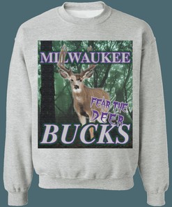 Milwaukee Bucks Fear The Deer Vintage NBA Crewneck Sweatshirt Hoodie Shirt Gifts for Fans