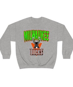 Milwaukee Bucks HALLOWEEN Retro NBA Crewneck Sweatshirt Hoodie Shirt Gifts for Fans