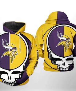 Minnesota Vikings Nfl Grateful Dead 3D All Over Print Zip Up Hoodie Option