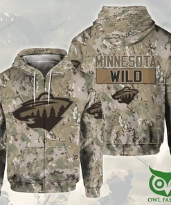 Minnesota Wild Camouflage 3D Hoodie Zip Hoodie, Nhl 3D All Over Print Hoodie Zip Hoodie