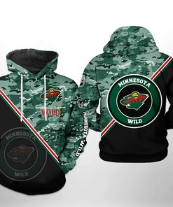 Minnesota Wild Nhl Camo Team 3D All Over Print Zip Up Hoodie Option