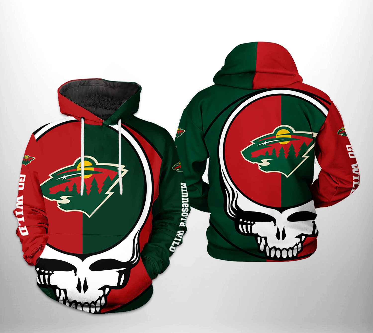 Minnesota Wild Nhl Grateful Dead 3D All Over Print Zip Up Hoodie Option
