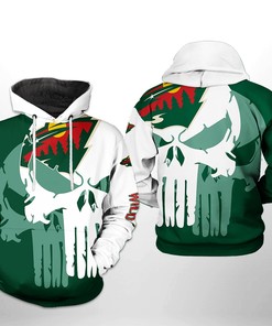 Minnesota Wild Nhl Team Skull 3D All Over Print Zip Up Hoodie Option