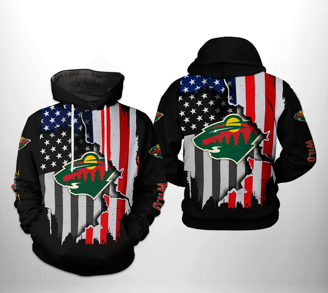Minnesota Wild Nhl Us Flag Team 3D All Over Print Zip Up Hoodie Option
