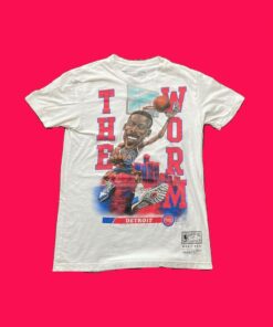 Mitchell And Ness Detroit Pistons Dennis Rodman The Worm Tshirt Hoodie Crewneck Sweatshirt Reprinted Full Color Full Size Gifts for NBA Fans