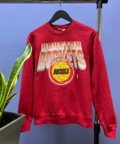 Mitchell and Ness Houston Rockets Tshirt Hoodie Crewneck Sweatshirt Reprinted Full Color Full Size Gifts for NBA Fans
