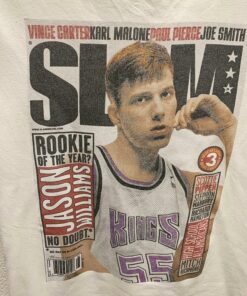 Mitchell and Ness Jason Williams Kings 55 Big Vintage Style Tshirt Hoodie Crewneck Sweatshirt Reprinted Full Color Full Size Gifts for NBA Fans