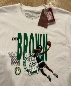 Mitchell and Ness NBA Boston Celtics Lee Brown Tshirt Hoodie Crewneck Sweatshirt Reprinted Full Color Full Size Gifts for NBA Fans