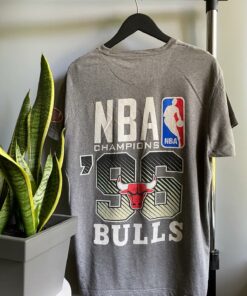 MitchellandNess Chicago Bulls 96 NBA Champions Tshirt Hoodie Crewneck Sweatshirt Reprinted Full Color Full Size Gifts for NBA Fans