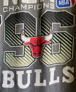 MitchellandNess Chicago Bulls 96 NBA Champions Tshirt Hoodie Crewneck Sweatshirt Reprinted Full Color Full Size Gifts for NBA Fans