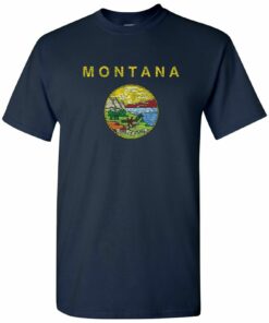 Montana State Flag - Hometown Pride Local Souvenir Basic Shirt Sweatshirt Pullover Hoodie Reprinted Full Color Full Size