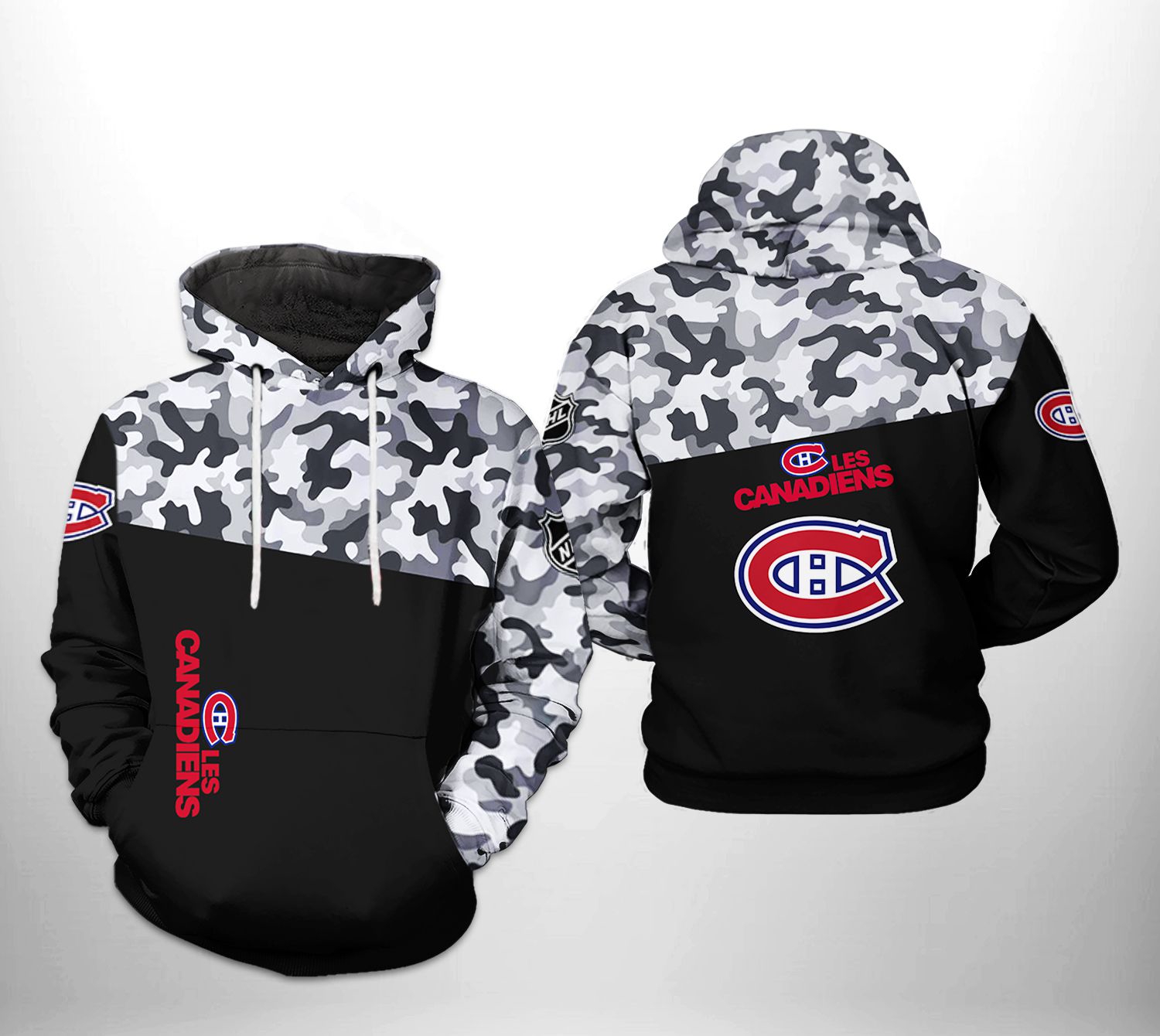 Montreal Canadiens Nhl Camo Veteran 3D All Over Print Hoodie With Zip Up