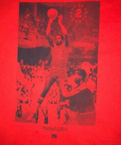 Moses Malone Mitchell and Ness Tshirt Hoodie Crewneck Sweatshirt Reprinted Full Color Full Size Gifts for NBA Fans