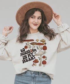 Mushroom Sweathirt, Cottagecore Clothing Unisex Pullover, Valentines Day Sweater, Dark Academia Trendy Clothes