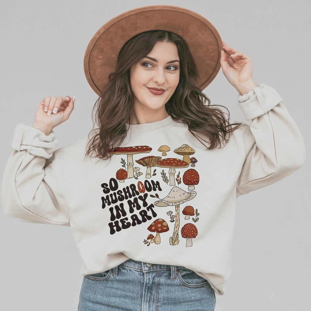 Mushroom Sweathirt, Cottagecore Clothing Unisex Pullover, Valentines Day Sweater, Dark Academia Trendy Clothes