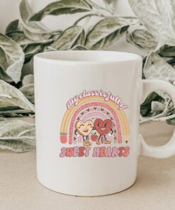 My Class Is Full Of Sweet Hearts Coffee Mug, Personalized Gift For Teachers, Retro Valentines Mug, Teacher Valentine Mug