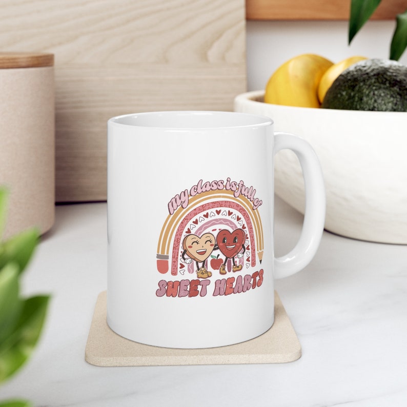 My Class Is Full Of Sweet Hearts Coffee Mug, Personalized Gift For Teachers, Retro Valentines Mug, Teacher Valentine Mug