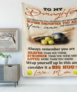 My Daughter Fleece Sherpa Blanket - Gift For Daughter Love Baseball