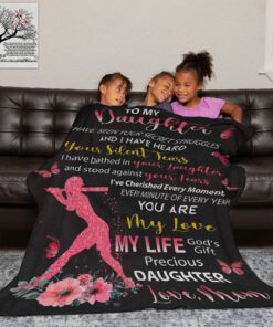 My Daughter Gift , Pink Little Girl Playing Baseball Blanket Quotes