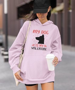 My Dog Is My Valentine Puppy Unisex Hoodie Valentines Day Gift For Her Women Heart Love Partner Be My Valentine Retro Cute