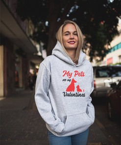 My Pets Are My Valentines Unisex Hoodie Valentines Day Gift For Her Women Heart Love Partner Be My Valentine Retro Cute