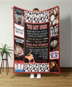 My Son Blanket, Custom Baseball Blanket, Baseball Mom Blanket, Baseball Lover Gift, Son And Mother Blanket