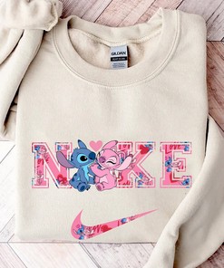 N1KE Valentines Day Sweatshirt, Stitch and Angel Valentines Shirt, Pigle Valentine’s Day Shirt, Cute Valentines Day Shirt, Gift For Valentines