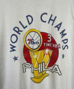 NBA 76Ers Phila World Champ Tshirt Hoodie Crewneck Sweatshirt Reprinted Full Color Full Size Gifts for NBA Fans
