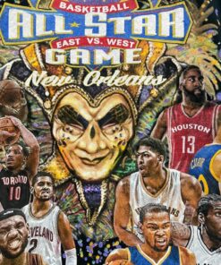 NBA All Stars East Vs. West Game New Orleans Tshirt Pullover Hoodie Crewneck Sweatshirt Reprinted Full Color Full Size Gifts for NBA Fans