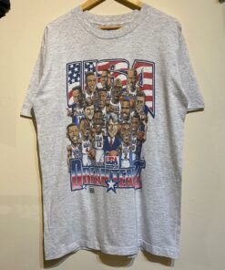 NBA Basketball Usa “Dream Team Ii” Tshirt Pullover Hoodie Crewneck Sweatshirt Reprinted Full Color Full Size Gifts for NBA Fans