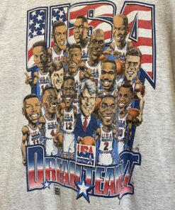 NBA Basketball Usa “Dream Team Ii” Tshirt Pullover Hoodie Crewneck Sweatshirt Reprinted Full Color Full Size Gifts for NBA Fans