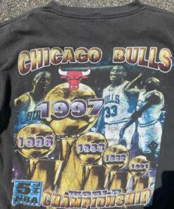 NBA Chicago Bulls 1997 Jordan Rodman Pippen Rap Tshirt Pullover Hoodie Crewneck Sweatshirt Reprinted Full Color Full Size Gifts for NBA Fans