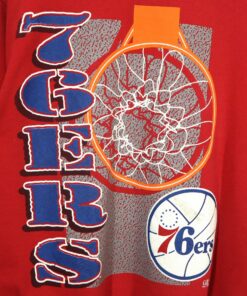 NBA Philadelphia 76Ers By Garan Made In Usa Tshirt Pullover Hoodie Crewneck Sweatshirt Reprinted Full Color Full Size Gifts for NBA Fans