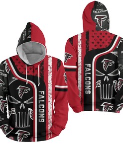 Nfl Atlanta Falcons With Skull Pattern 3D Full Over Print Hoodie Zip Hoodie Sweater Tshirt 2
