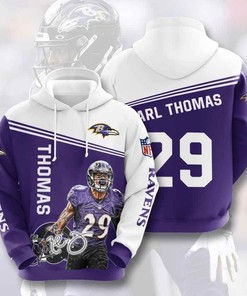 Nfl Baltimore Ravens Earl Thomas 3D All Over Print Zip Up Hoodie Option