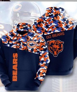 Nfl Chicago Bears Camouflage 3D All Over Print Zip Up Hoodie Option