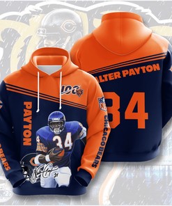 Nfl Chicago Bears Walter Payton 3D All Over Print Zip Up Hoodie Option