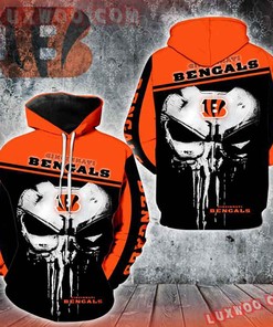 Nfl Cincinnati Bengals Punisher New Skull 3D All Over Print Zip Up Hoodie Option