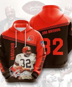 Nfl Cleveland Browns Jim Brown 3D All Over Print Zip Up Hoodie Option
