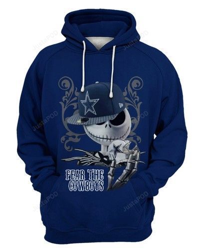 Nfl Dallas Cowboys Jack Skeleton Fear The Cowboys 3D All Over Print Zip Up Hoodie Option