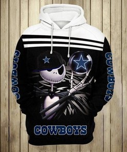 Nfl Dallas Cowboys Jack Skellington 3D All Over Print Zip Up Hoodie Option