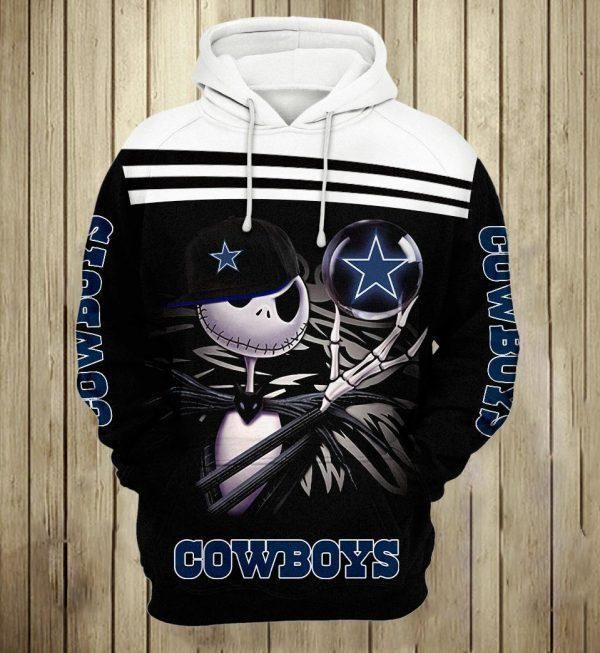 Nfl Dallas Cowboys Jack Skellington 3D All Over Print Zip Up Hoodie Option