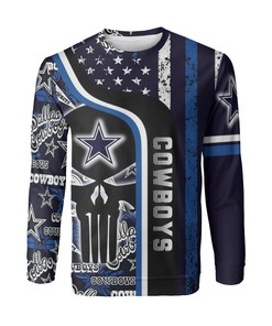 Nfl Dallas Cowboys With Skull Pattern 3D Full Over Print Hoodie Zip Hoodie Sweater Tshirt