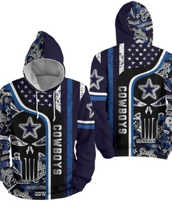 Nfl Dallas Cowboys With Skull Pattern 3D Full Over Print Hoodie Zip Hoodie Sweater Tshirt 3