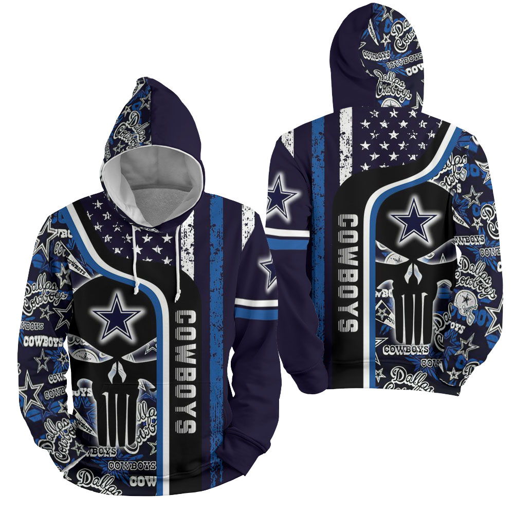Nfl Dallas Cowboys With Skull Pattern 3D Full Over Print Hoodie Zip Hoodie Sweater Tshirt 3