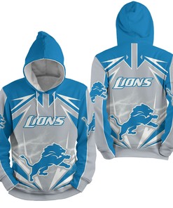 Nfl Detroit Lions Lighting 3D Full Over Print Hoodie Zip Hoodie Sweater Tshirt 3
